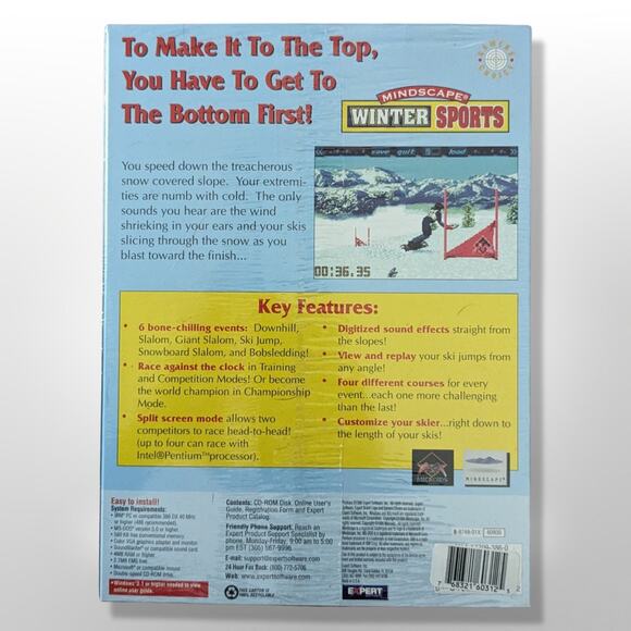 Winter Sports SEALED Vintage Mindscape PC Big Box Game Snowboarding Skiing RARE - Picture 2 of 2